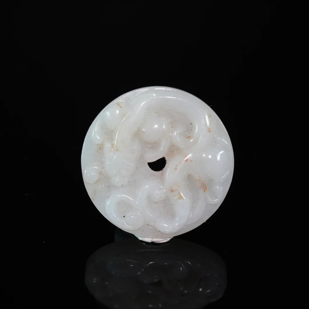 20世纪和田玉螭龙纹璧/066329/收藏/传承/【友谊文物商店】