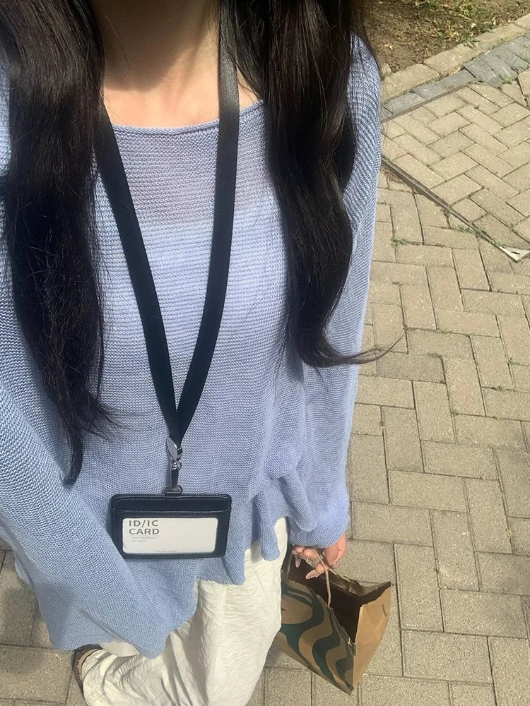 蓝色冰丝薄纱配吊带空调罩衫慵懒松弛感外搭长袖防晒t恤上衣女夏