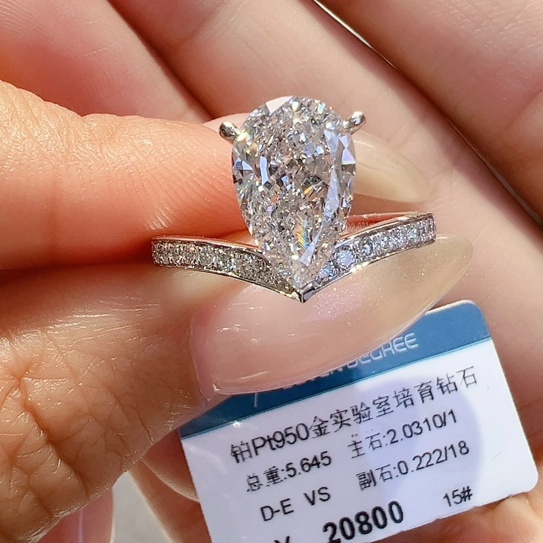 铂Pt950镶嵌实验室培育钻石2.031ct15