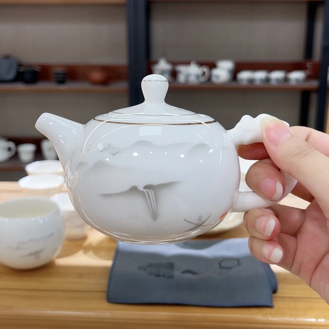 高端羊脂玉茶具套装