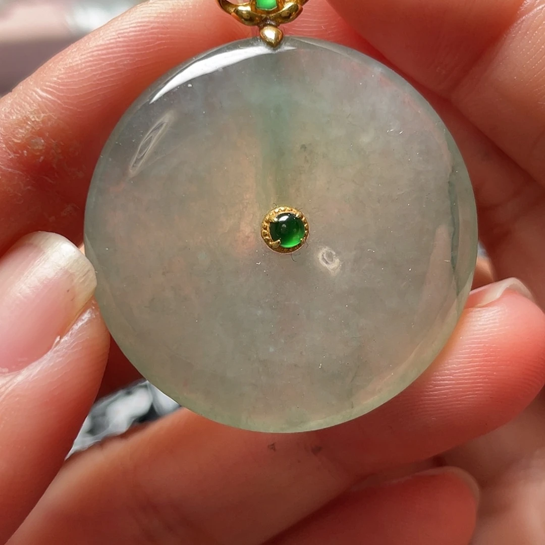 翡翠18K金镶嵌吊坠(不含链)