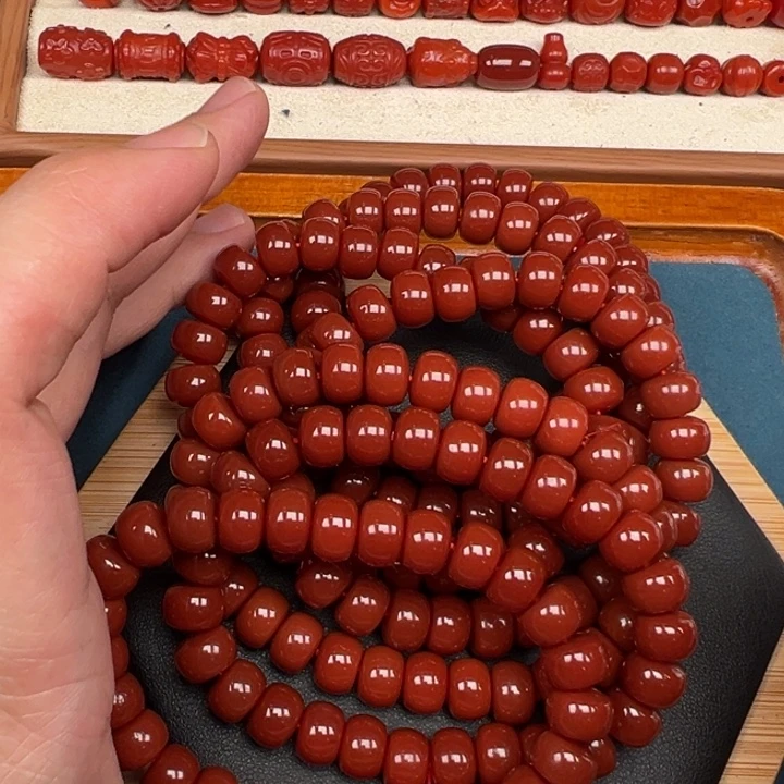 未镶嵌卡10算盘珠手串南红玛瑙