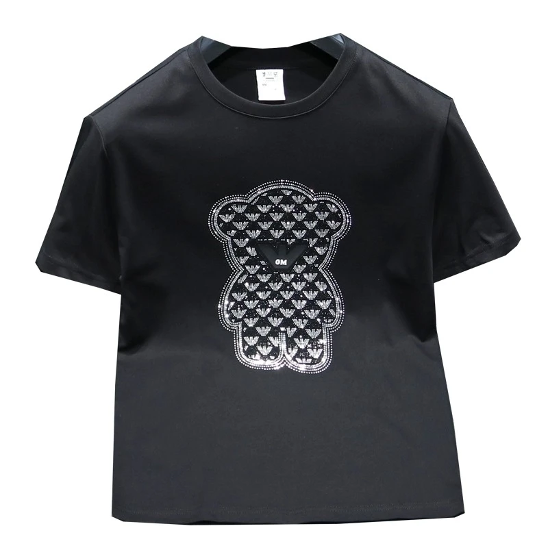 米茨波丹男装潮流夏季新款卡通烫钻短袖T恤男士时尚体恤小衫青