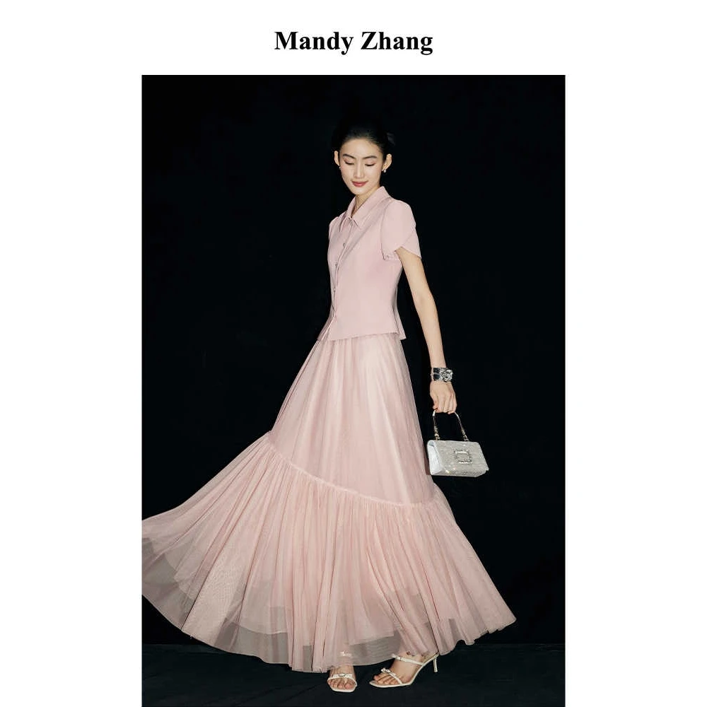 MandyZhang设计感白色a字半身裙女夏季裙子