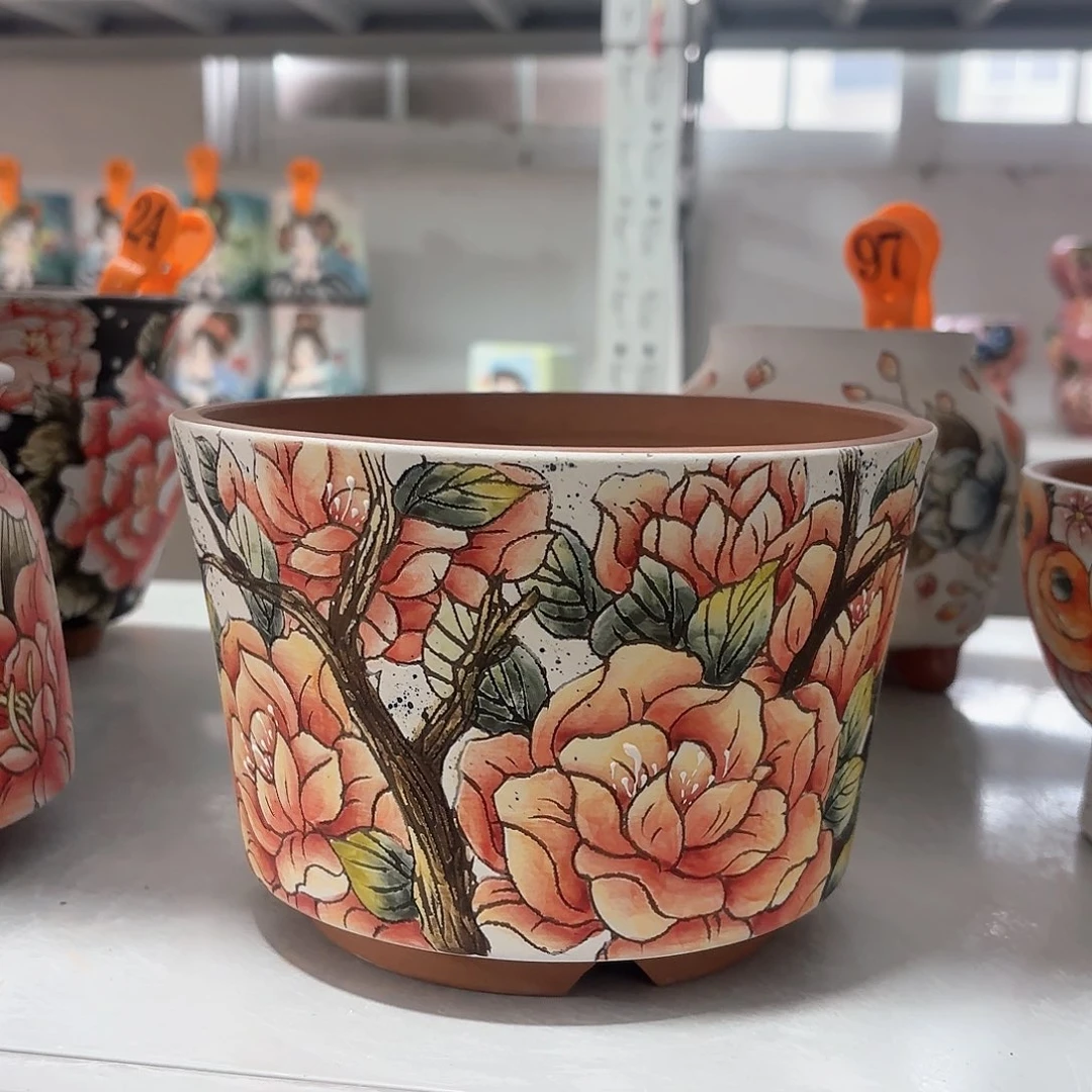 紫砂花盆手工花盆默认微瑕16/12