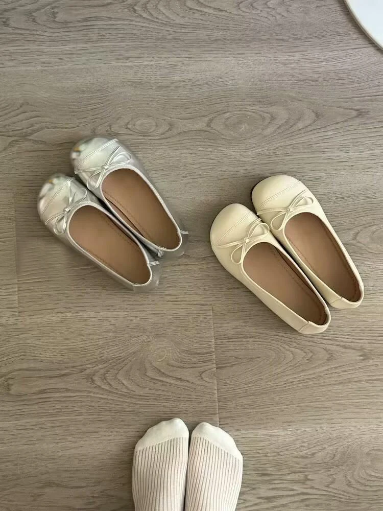 春季新款平底舒适软底蝴蝶结单鞋女