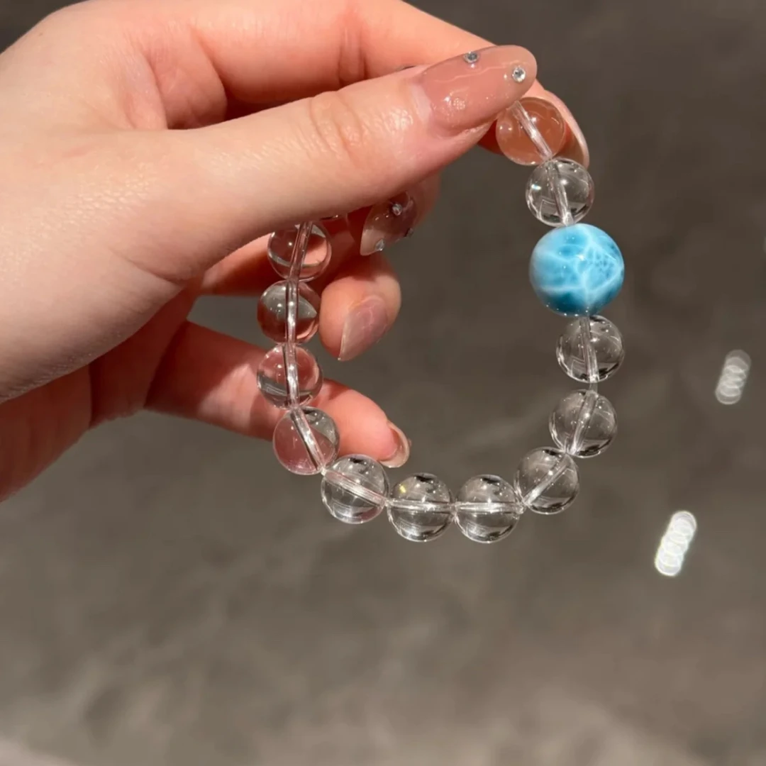 【潮汐】天然白水晶海纹石设计款转运珠高级感爆款小众女士手链