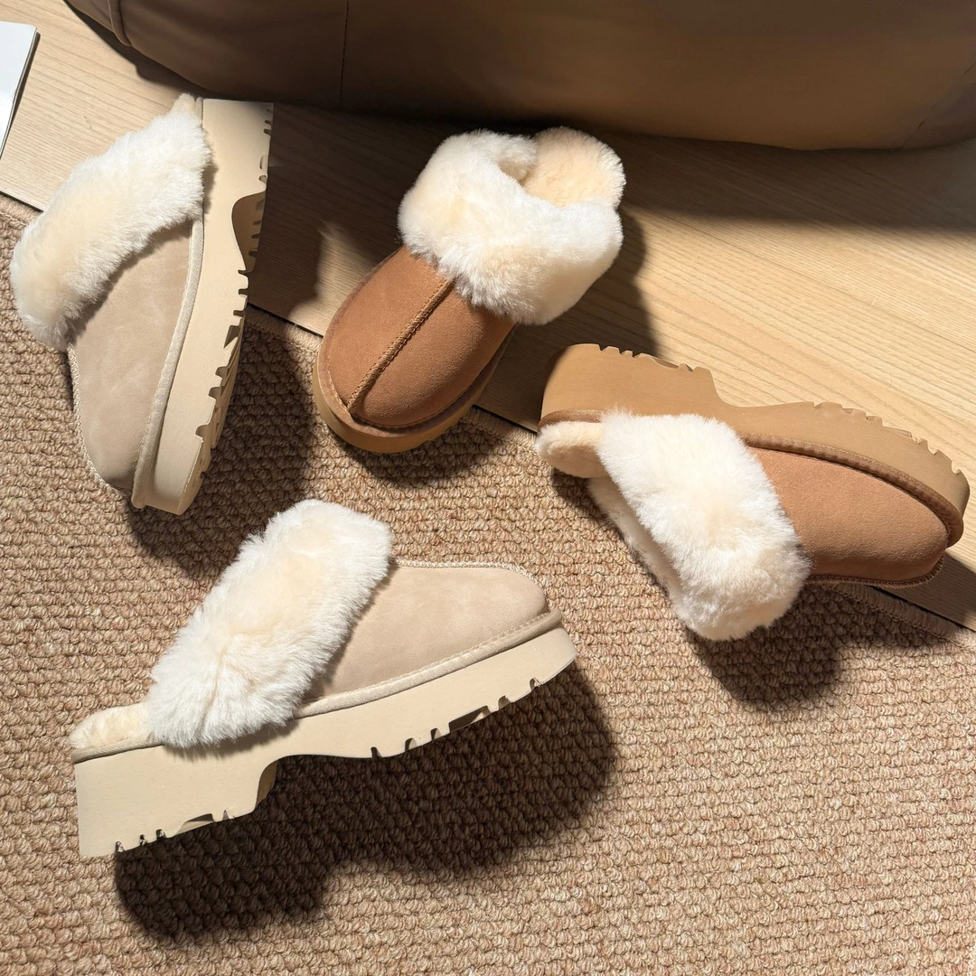 人鱼拖厚底雪地靴加厚加绒韩版经典厚底保暖百搭冬季时尚毛毛鞋