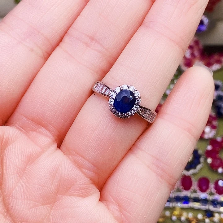 银S925镶嵌蓝宝石戒指