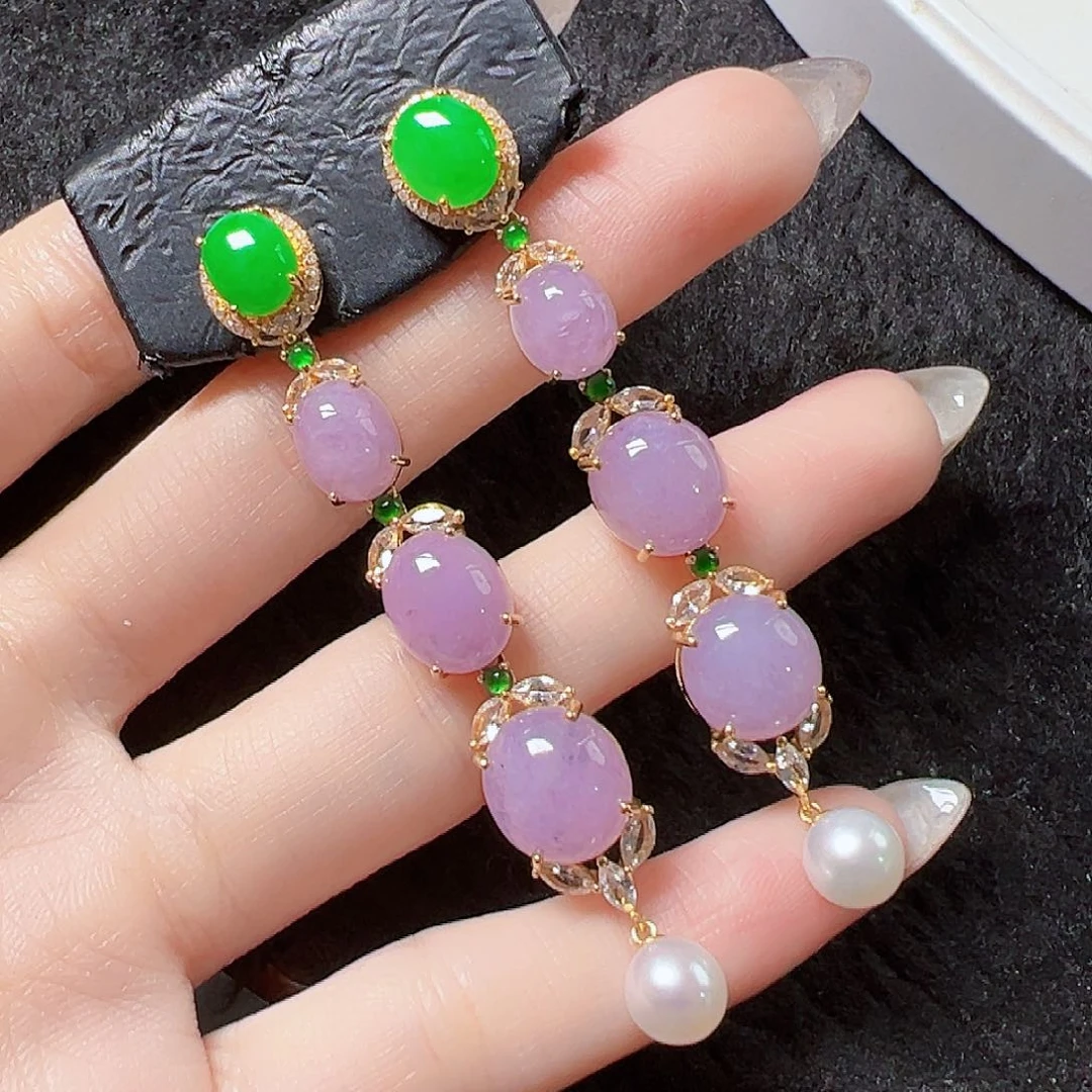 翡翠耳饰18K金镶嵌签收后24小时鉴赏期，过时不退