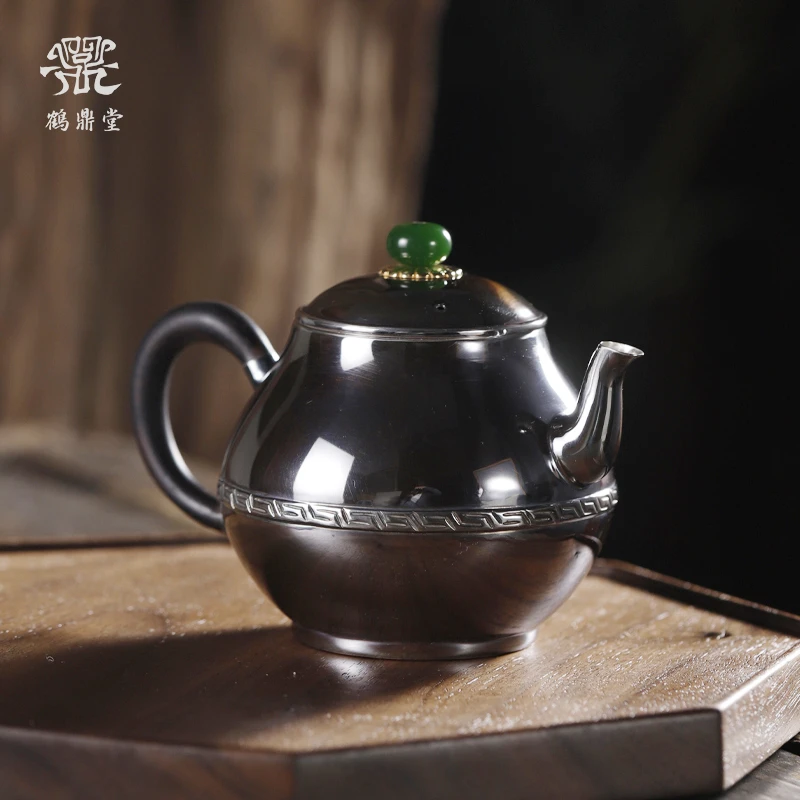 鹤鼎堂闻天系列瞻卬镜面急须（黑色）