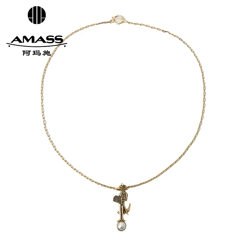 铜合金仿珍珠胸针 AMASS阿玛施演奏家Mr.S造型两用项链胸针590032