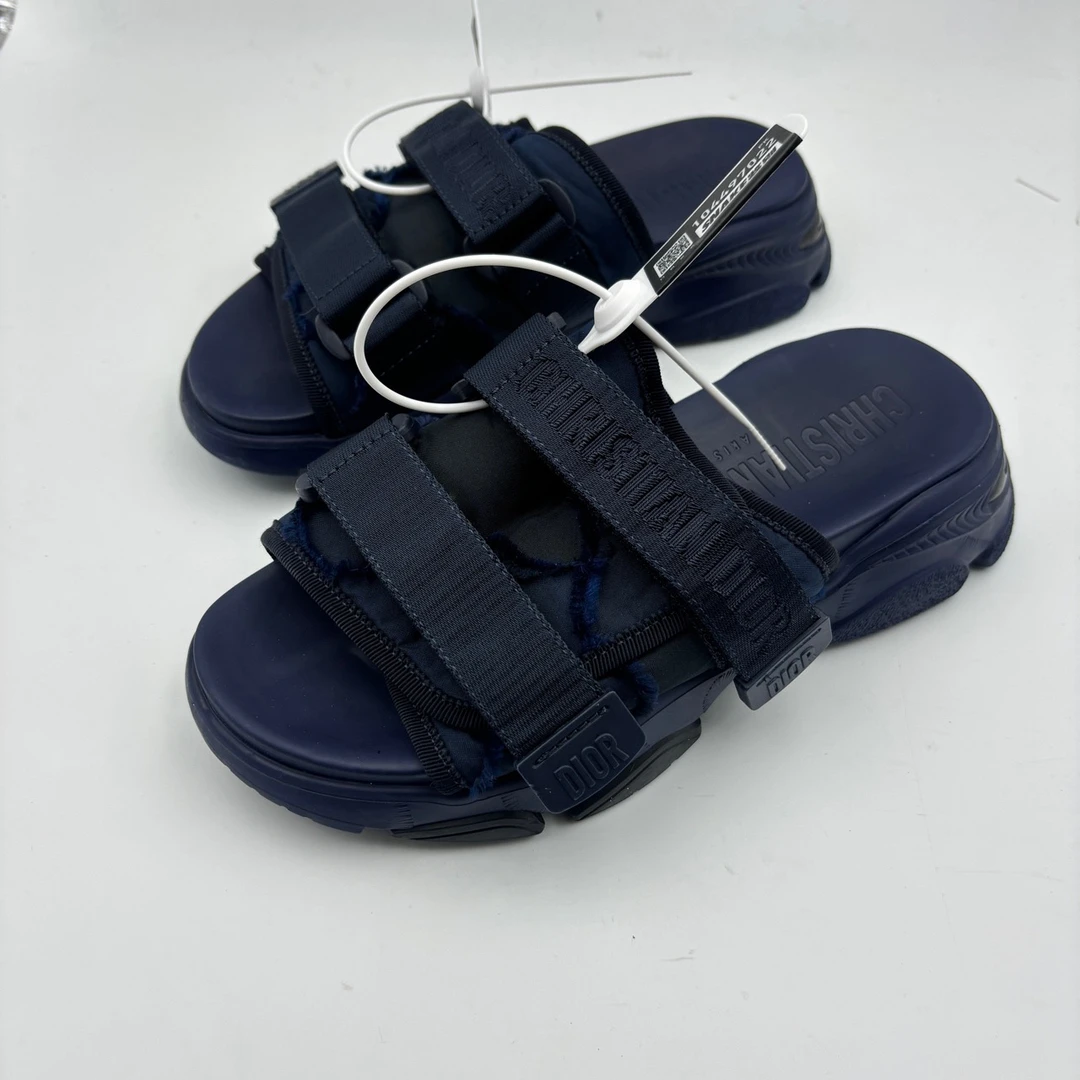 95新 DIOR/迪奥 36码/dior蓝色魔术贴凉鞋/无盒/95新