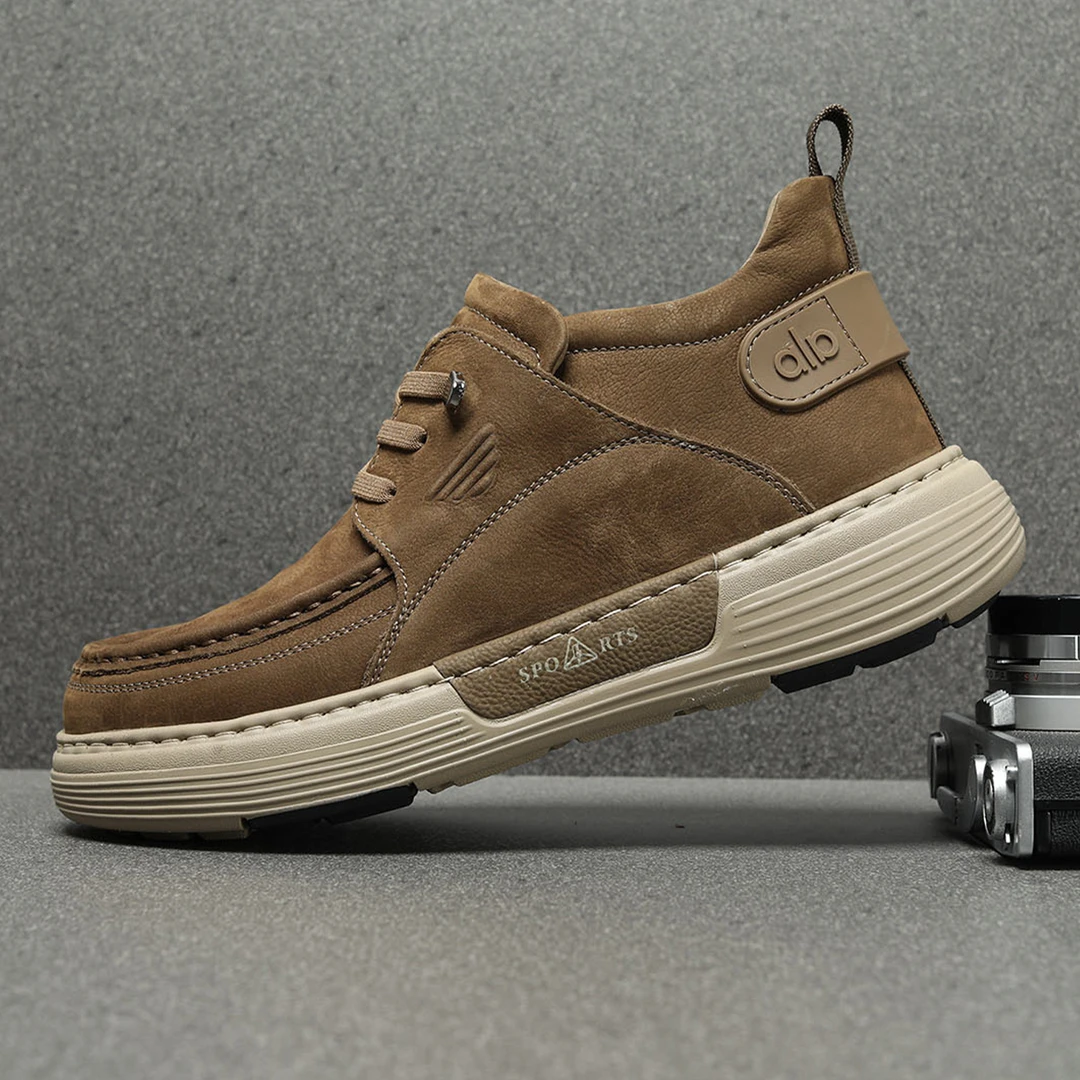 冬季男鞋2025新款真皮高帮鞋男厚底复古户外运动鞋加绒保暖二棉鞋