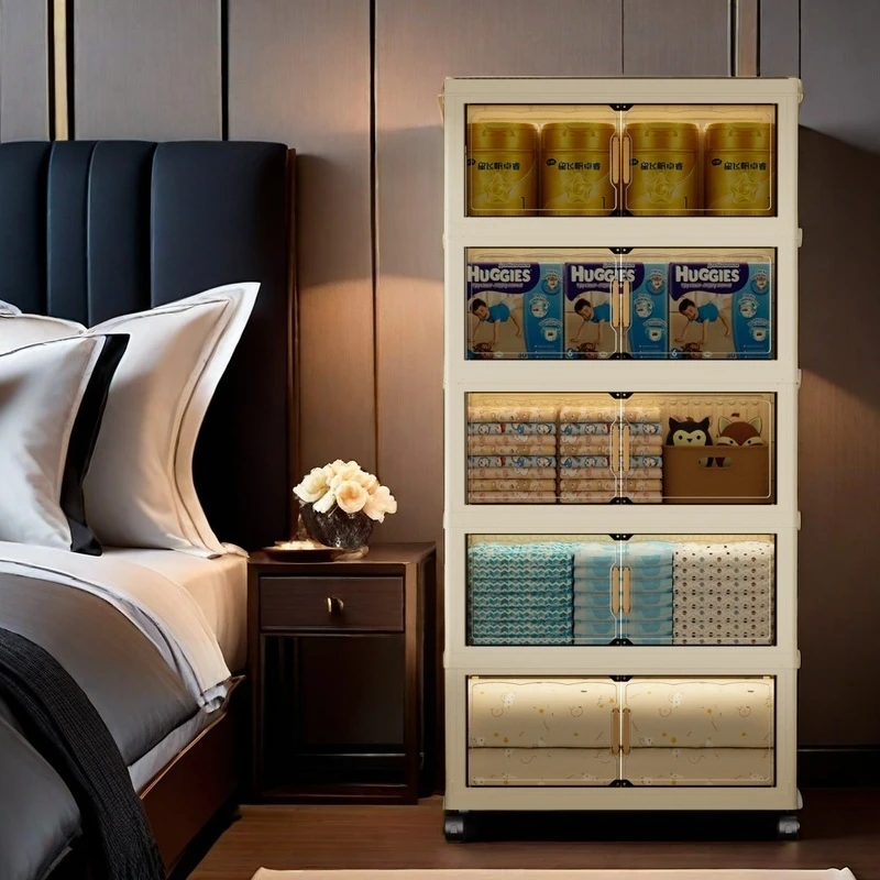 多层折叠落地式收纳柜儿童衣柜家用卧室塑料衣物收纳柜子