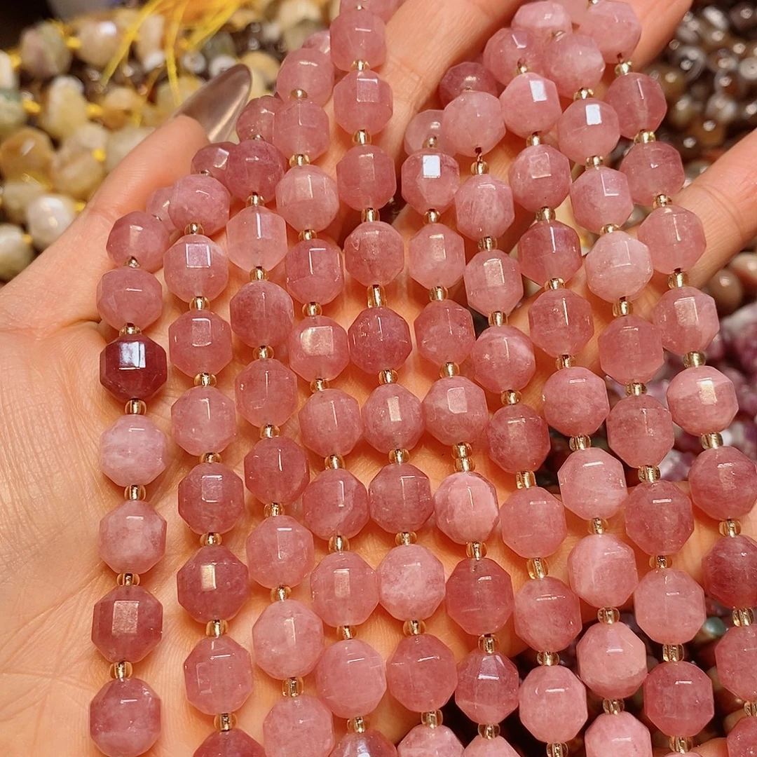 玛瑙/玉髓散珠天然石草莓路路通一条10mm