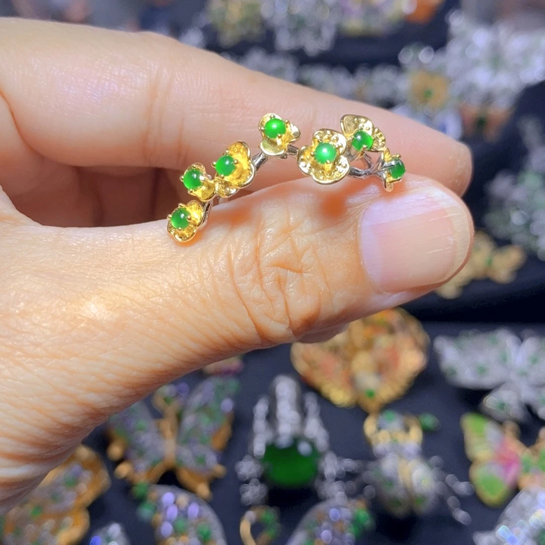 翡翠银S925镶嵌吊坠(不含链)天然资源