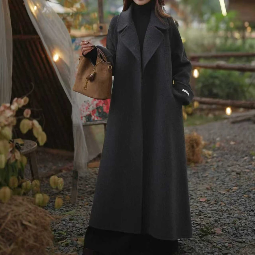 【70羊毛】秋冬新款2025年双面绵羊毛大衣直播女装毛呢外套中长款