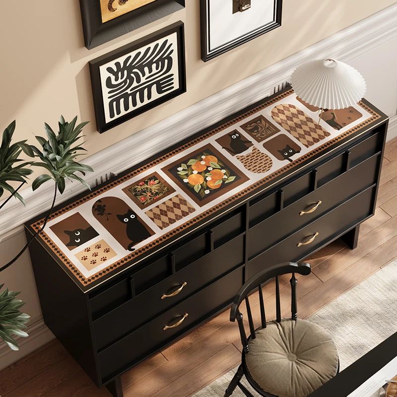 边柜垫中古风防尘防水餐边柜复古桌垫玄关柜台面保护垫电视机柜垫