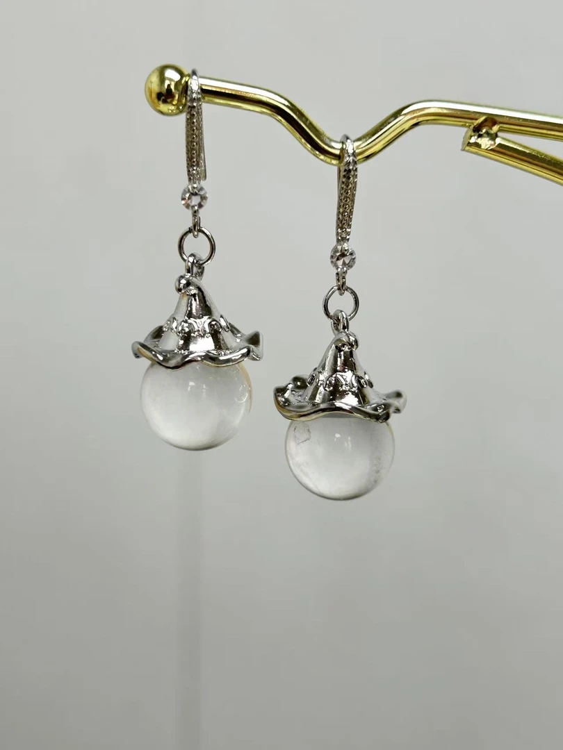 耳饰日韩铃铛简约耳钩耳环银色镶嵌耳坠S78