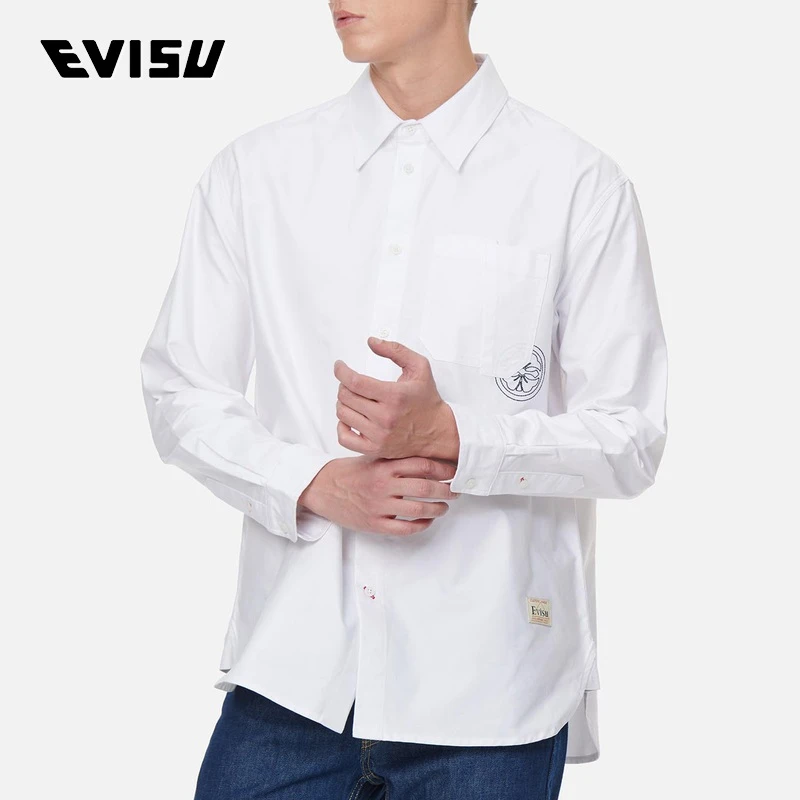 EVISU 2023年春夏 不规则拼接口袋长袖衬衫2ESHTM2SL249RXCT