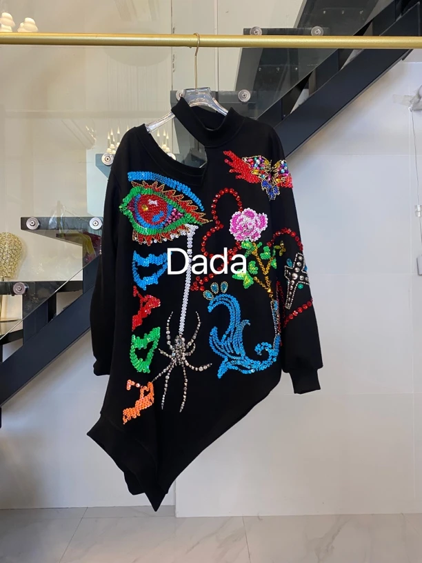 Dada设计款新款重工个性款休闲宽松大版套头卫衣C10851