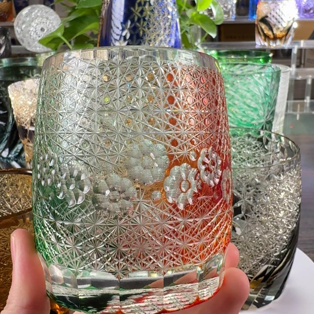 水晶玻璃宽口款圣诞限定双色花