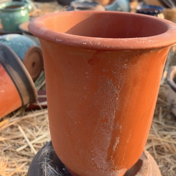 红陶紫砂兰花盆微瑕高20口17