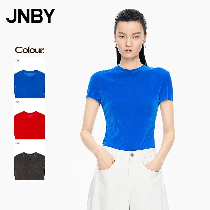 【商场同款】JNBY/江南布衣25秋新品T恤圆领短袖修身5X7110150