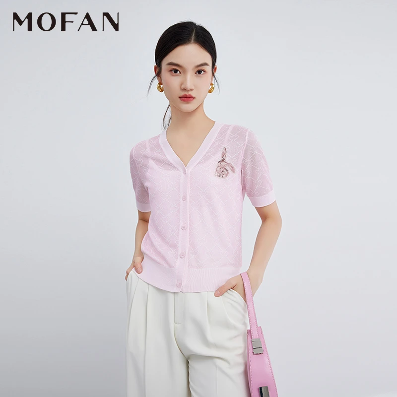 【小北专属】MOFAN摩凡夏新款水晶粉毛针织衫