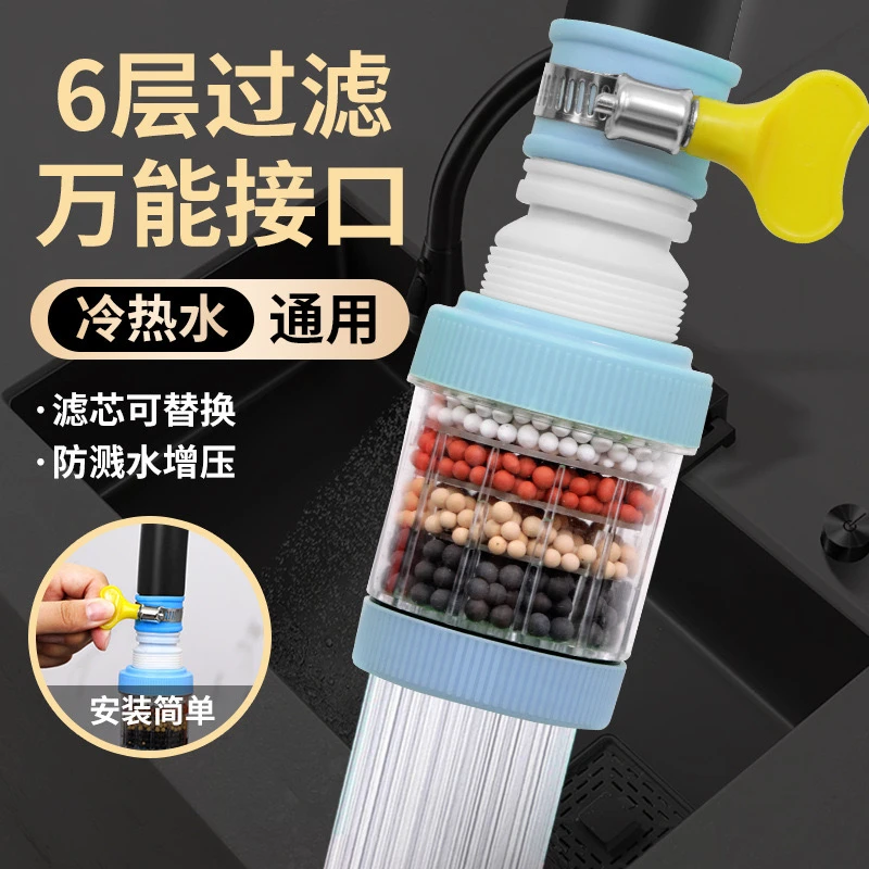 送过滤棉【六层过滤】360旋转接口可拆卸防溅水可旋转水龙1头过滤