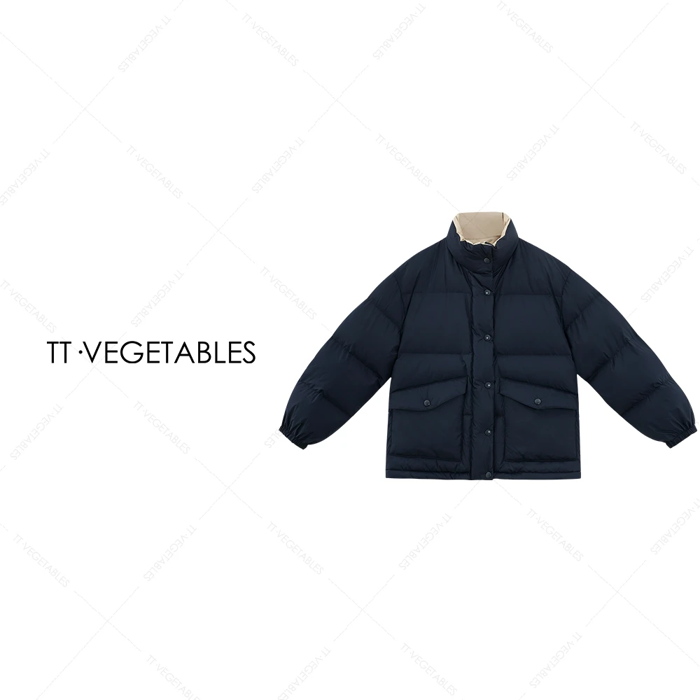 噢芬/小个子 【桉糯】白鸭绒秋冬立领双面穿宽松羽绒服外套522714