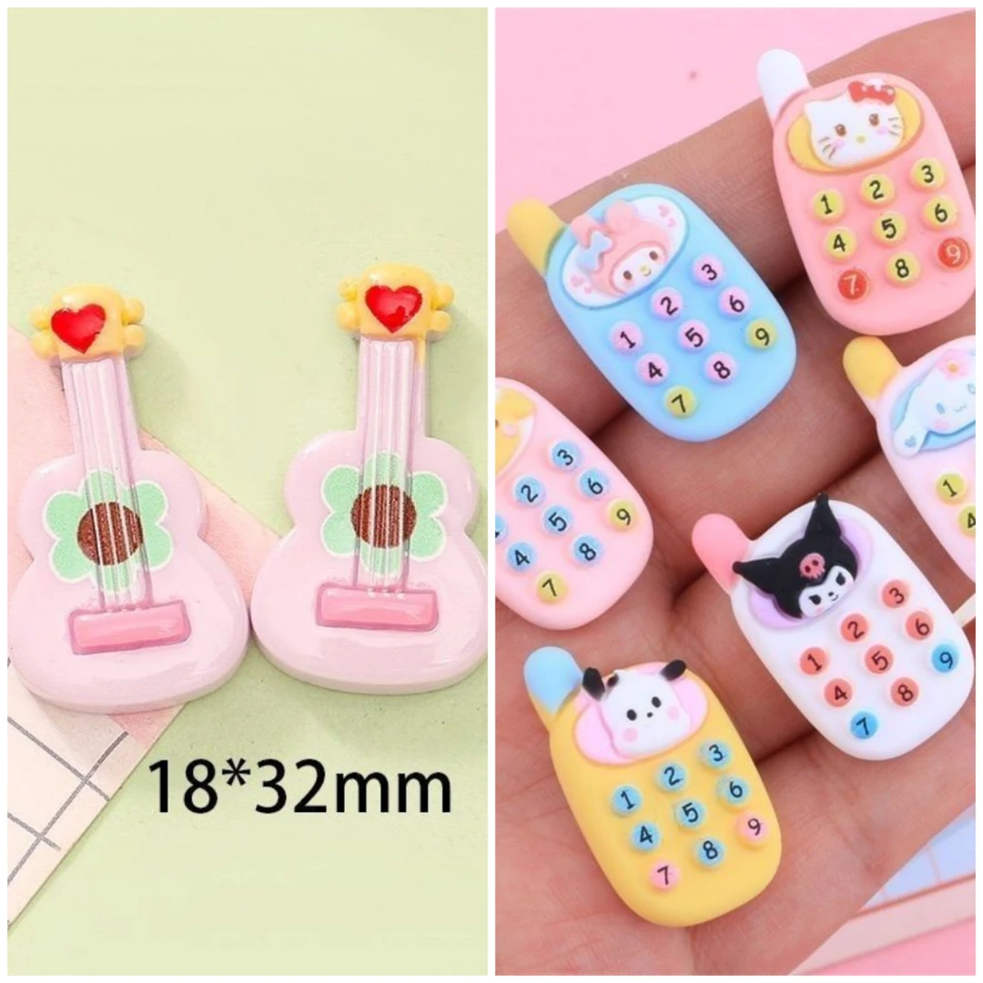 【凌先生】可爱多色花朵吉他 diy手工奶油胶手机壳钥匙扣发夹