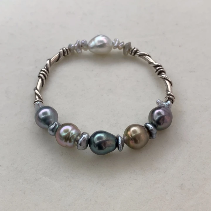 银S925镶嵌手链海水珍珠