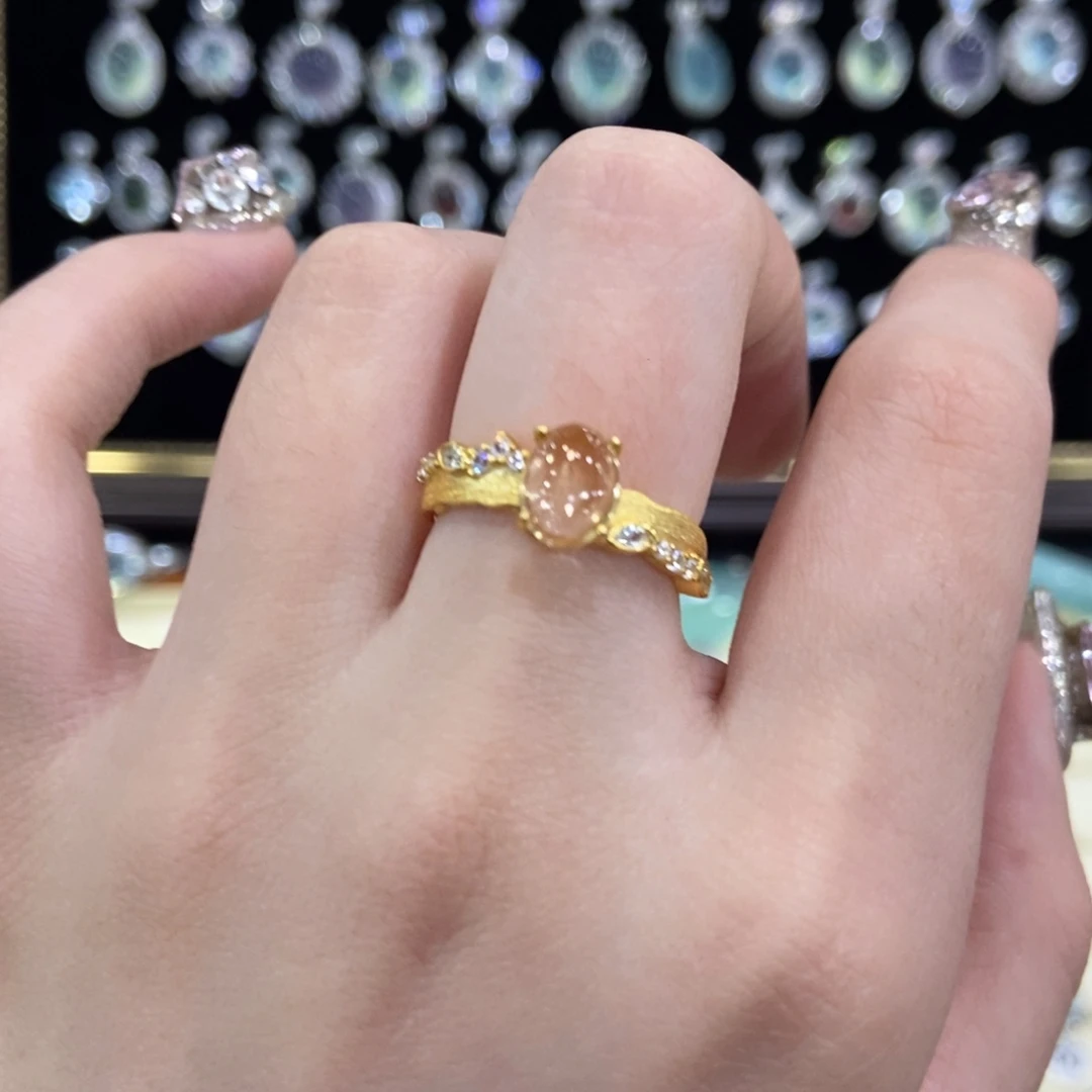 银S925镀金镶嵌戒指黄晶