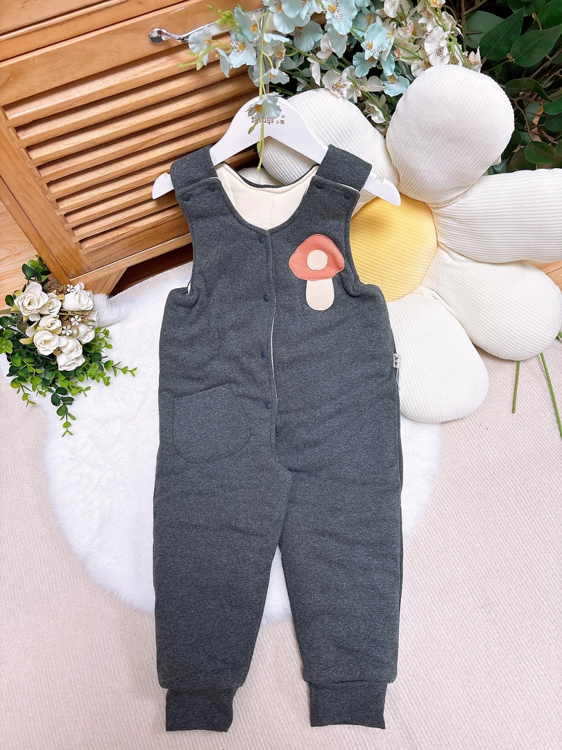 【200克厚度】宝宝棉花背带裤冬季婴儿手工保暖连体棉花背带棉裤