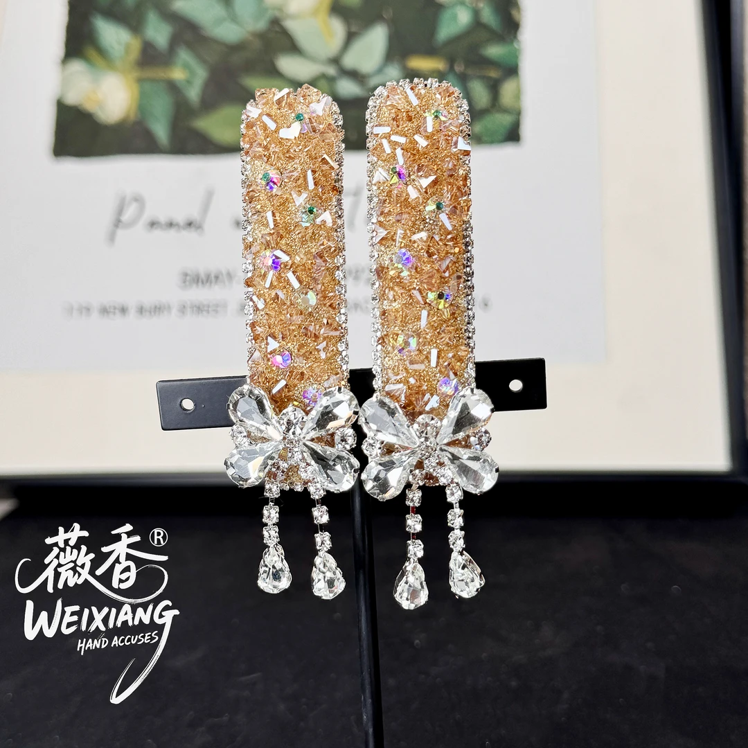 weixiang/薇香359金色通勤短流苏边夹简约流苏掰掰夹BB夹复古发夹