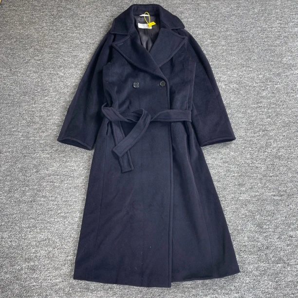 99新 MaxMara 6915/藏蓝色羊毛长款大衣/36码/98新/微瑕