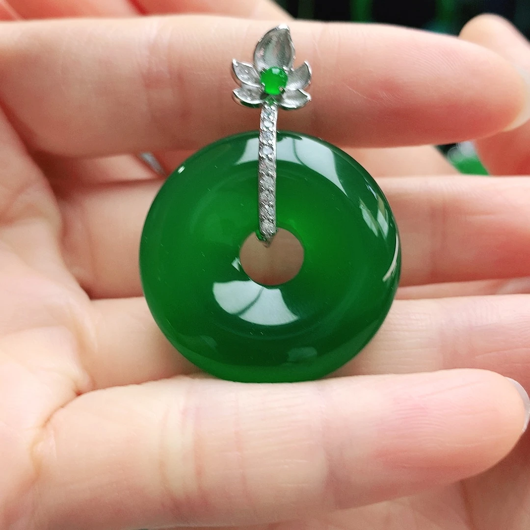 玛瑙/玉髓银S925镶嵌吊坠