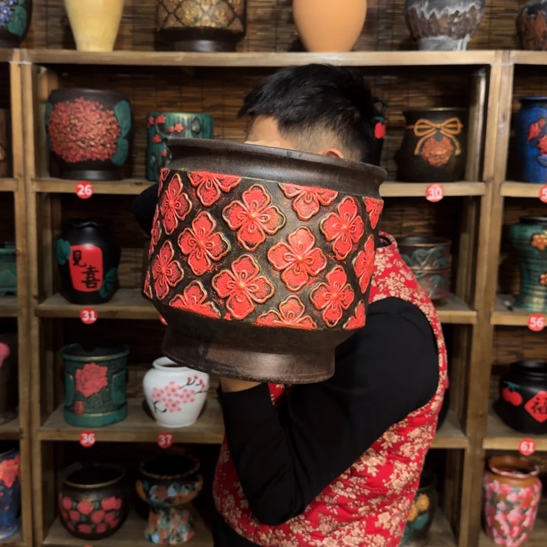 带孔高端浮雕花盆炸炸炸