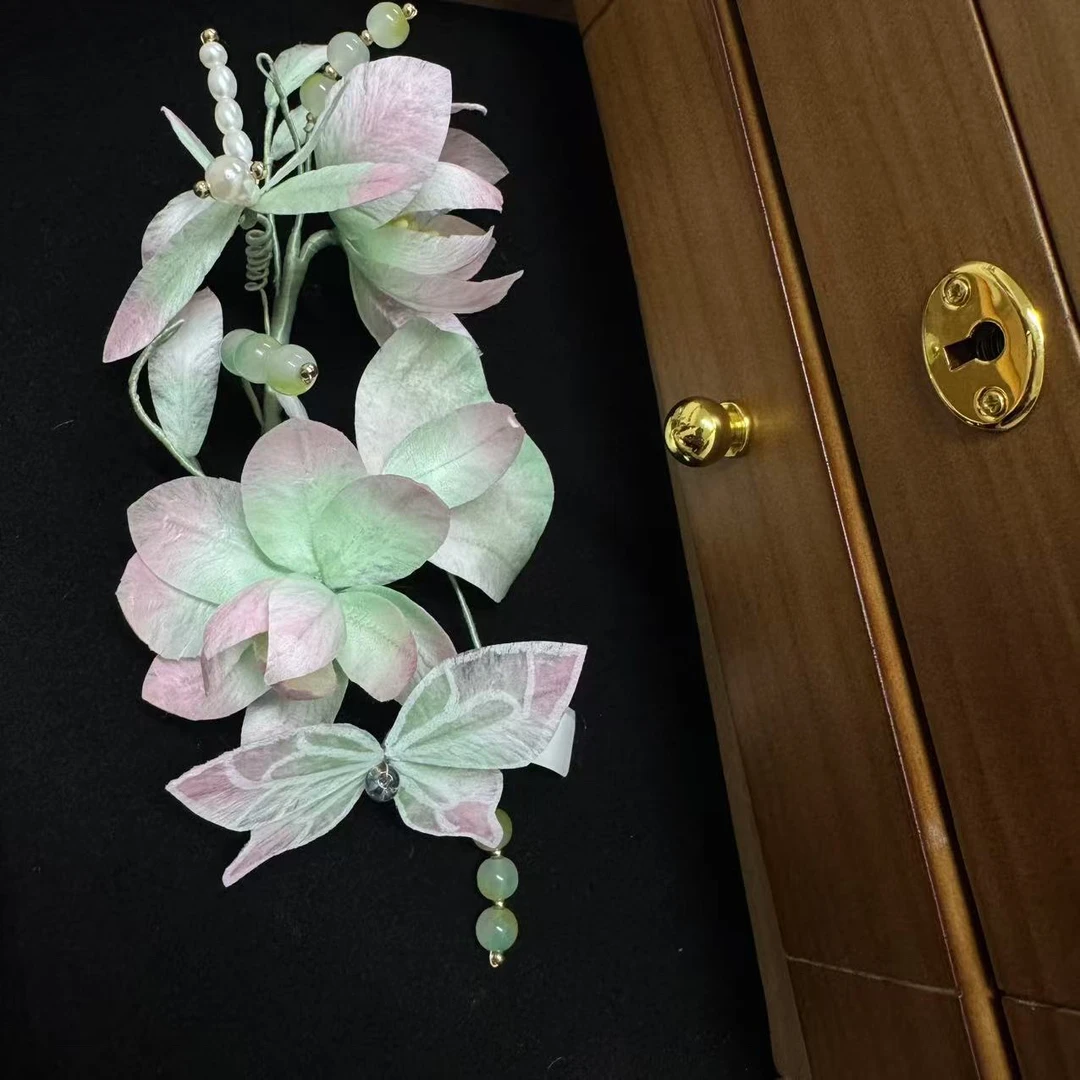 (听月专属)大麦吖古风发饰汉服绒花发簪手工制作默认微瑕均有色差