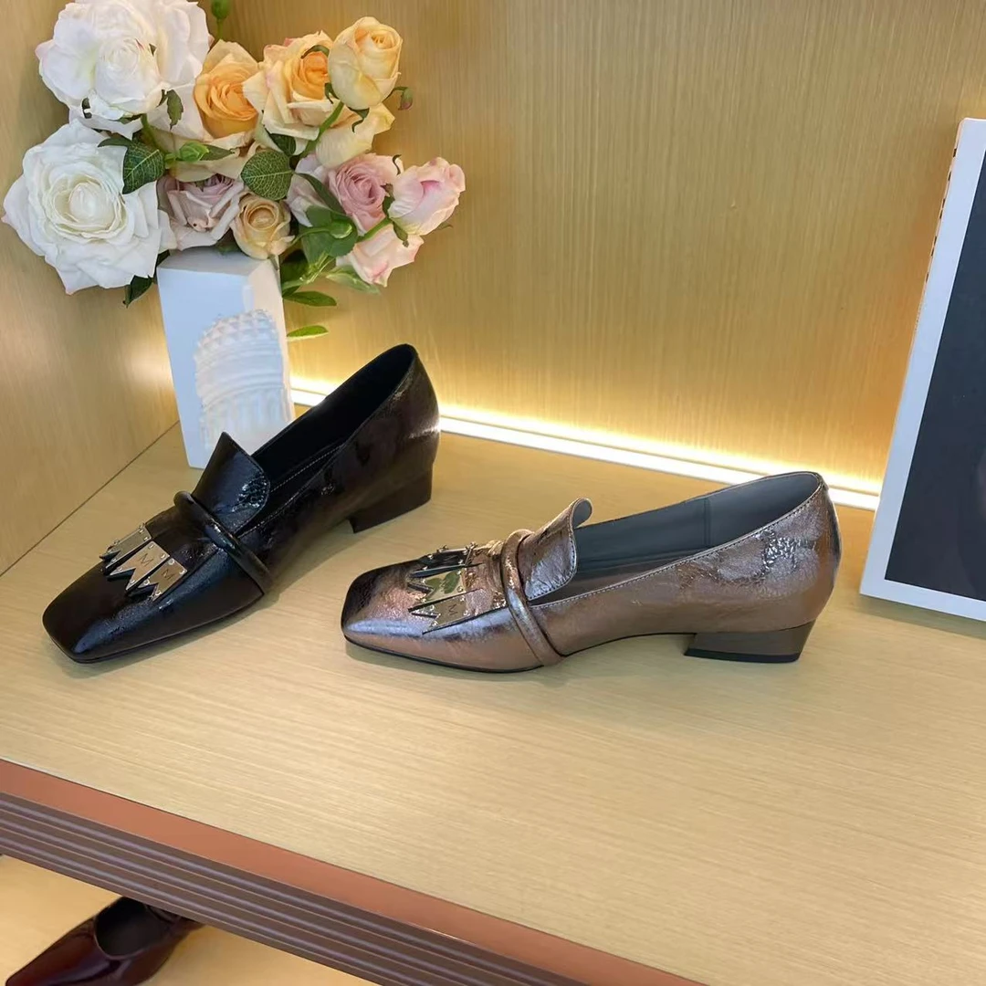 1466【小橘】牛皮复古方头气质版欧洲站2025浅口单鞋A【5CM】