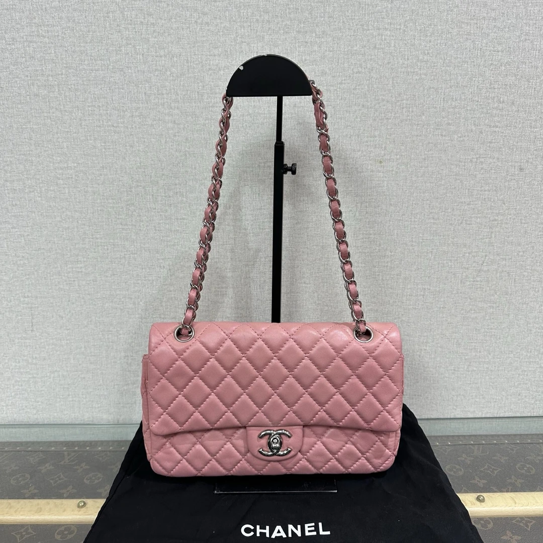 99新 Chanel/香奈儿 CF小号粉银单肩斜挎包 04053