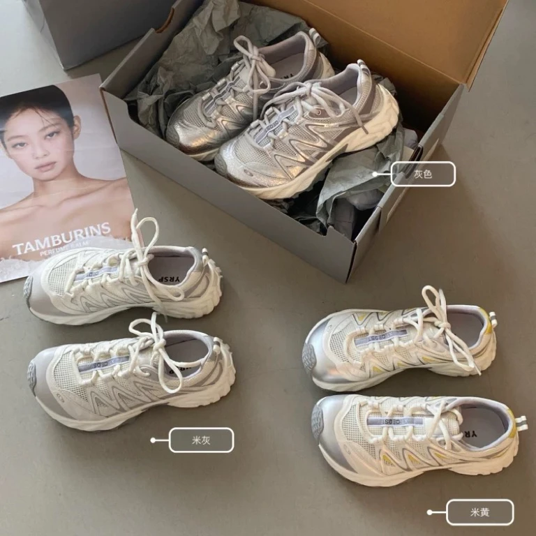 【OnePear】有氧计划 | 透气网面歪头时尚休闲鞋2025夏季系带老爹鞋