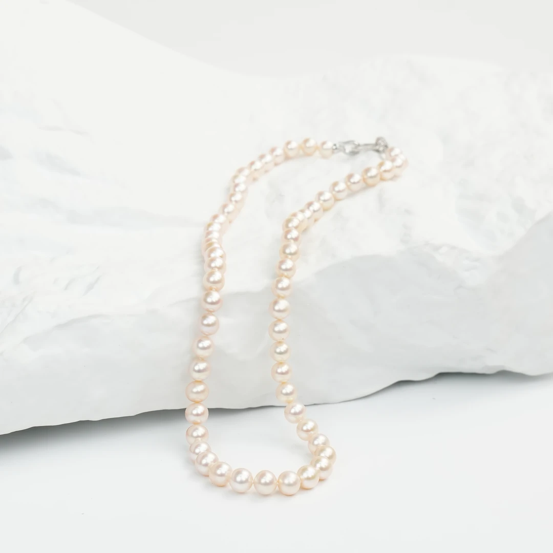 【悦礼】【花漾-蜜桃乌龙】淡水珍珠无核6.3-7.3mm项链 S925银