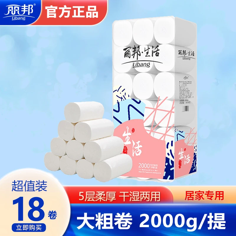 丽邦卷纸家用卫生纸厕纸无芯纸巾厕所用纸手纸2000克大卷厂家
