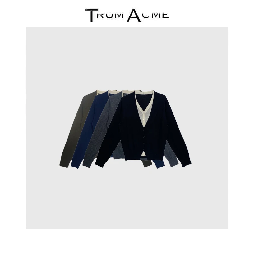 TrunAcme~2025秋季新款假两体内搭长袖打底衫毛针织衫时尚百搭女