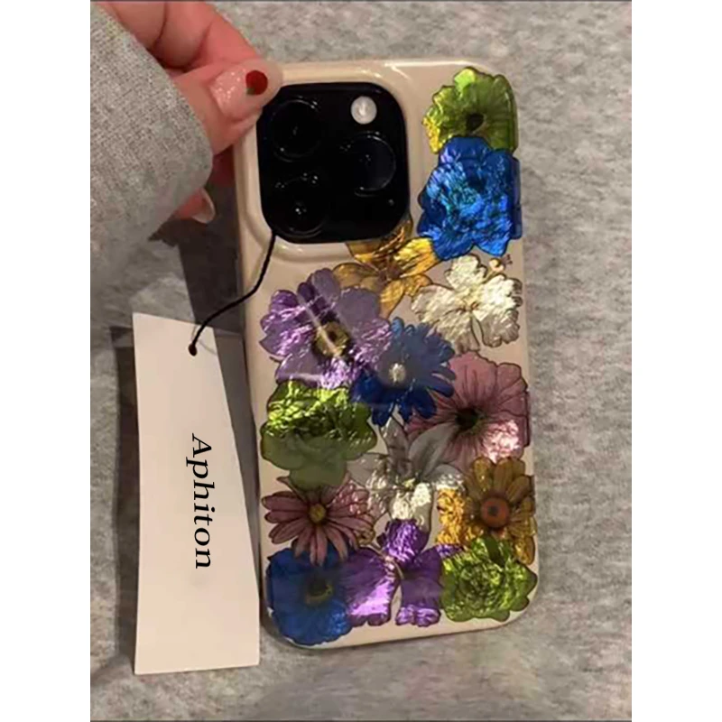 SMBLCE满屏彩色花卉适用苹果16P冰川手机壳华为P70vivo小米15oppo