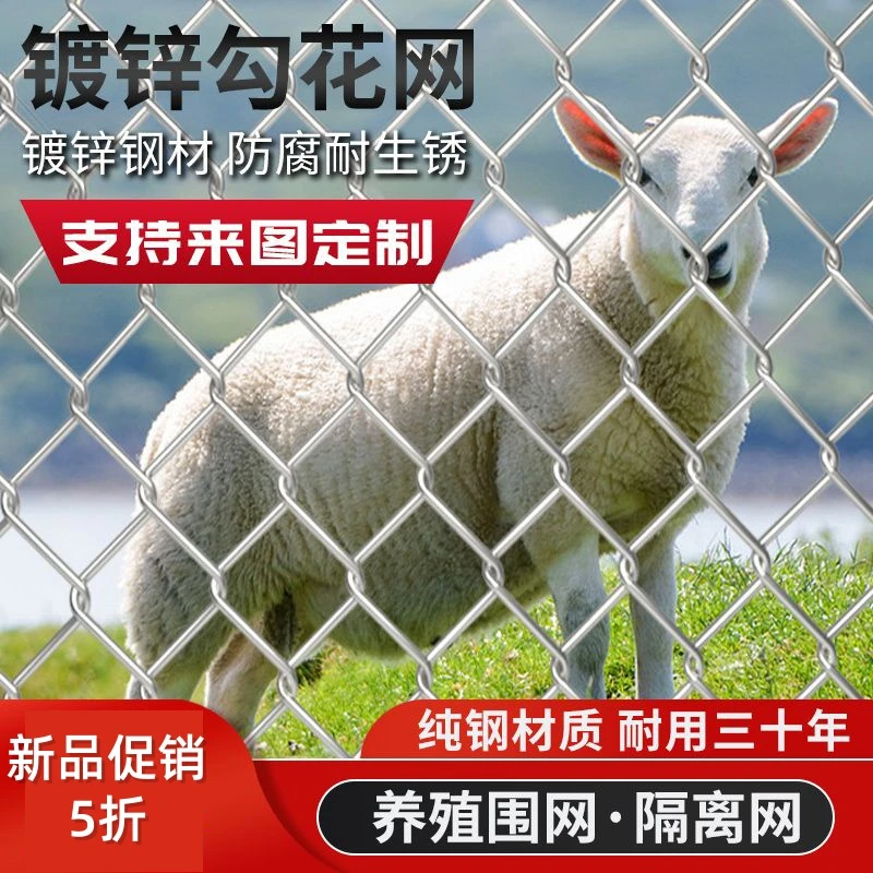 不锈钢勾花网菱形边坡防护镀锌铁丝钢丝果园栅栏圈地养殖隔离围栏