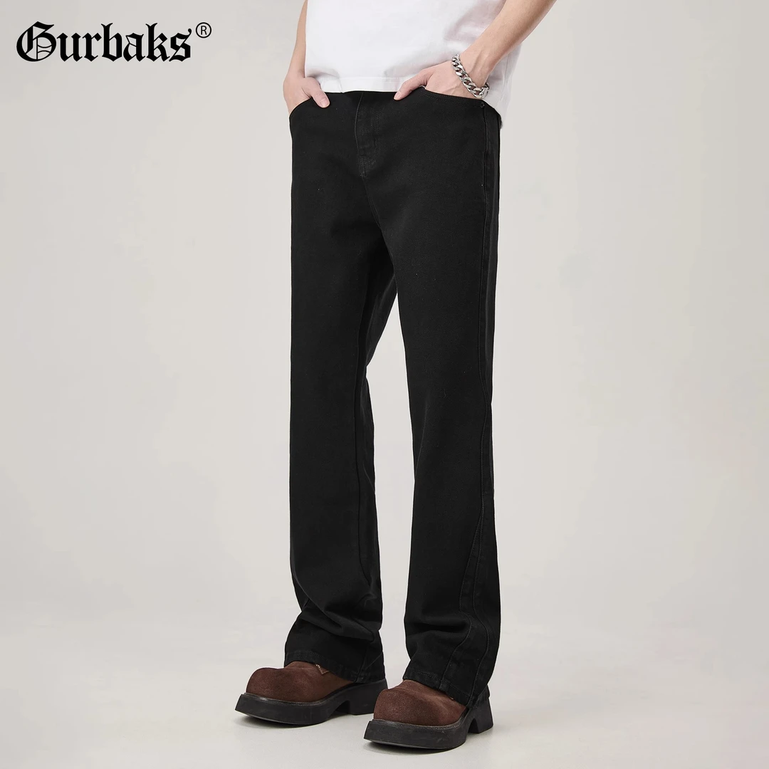 【古克】夏季新款薄款cleanfit微喇裤男黑色简约复古街头潮牌裤子